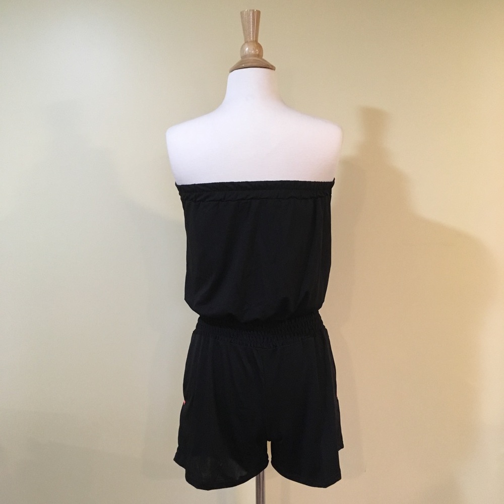 Strapless Smocked Jersey Romper w Pockets - Picture 5 of 6